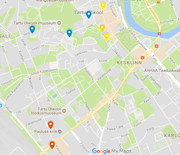 Preview of the google map of relevant places